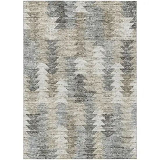 Taupe Beige And Tan Geometric Washable Indoor Outdoor Area Rug Photo 2