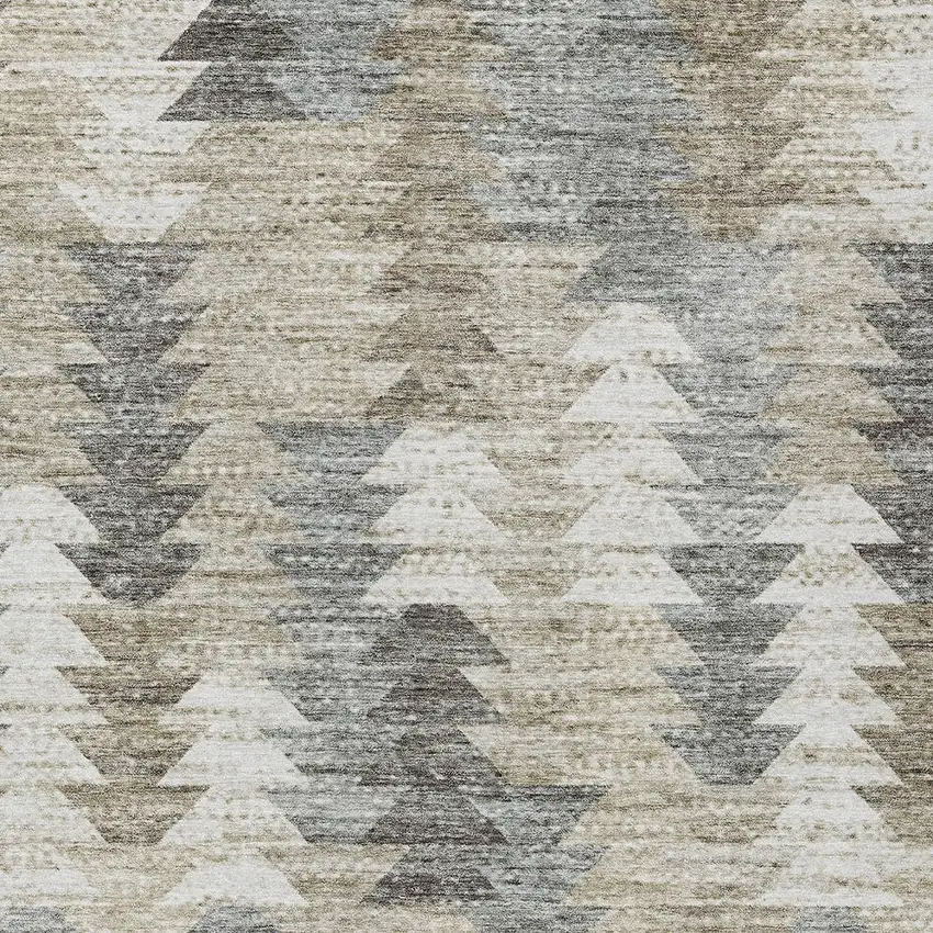 Taupe Beige And Tan Geometric Washable Indoor Outdoor Area Rug Photo 4