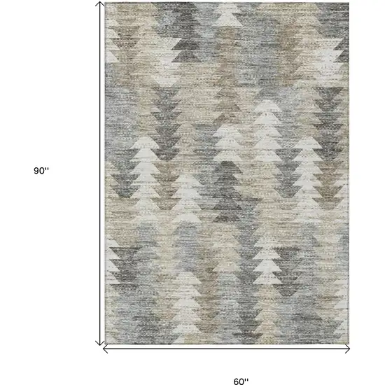 Taupe Beige And Tan Geometric Washable Indoor Outdoor Area Rug Photo 3
