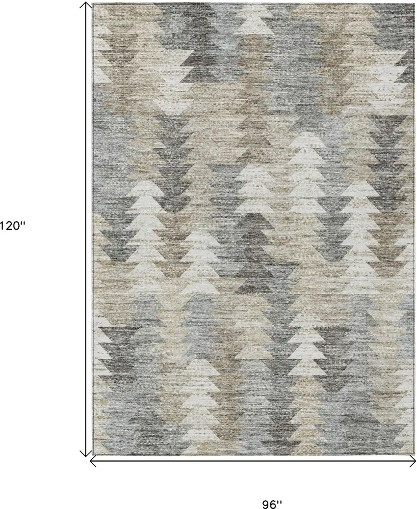 Taupe Beige And Tan Geometric Washable Indoor Outdoor Area Rug Photo 3