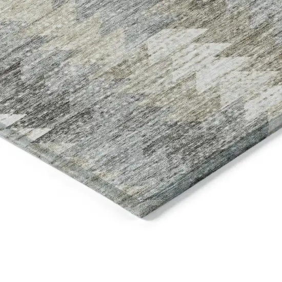 Taupe Beige And Tan Geometric Washable Indoor Outdoor Area Rug Photo 3