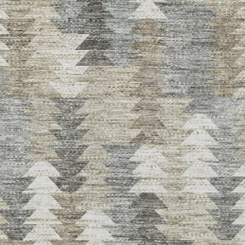 Taupe Beige And Tan Geometric Washable Indoor Outdoor Area Rug Photo 6