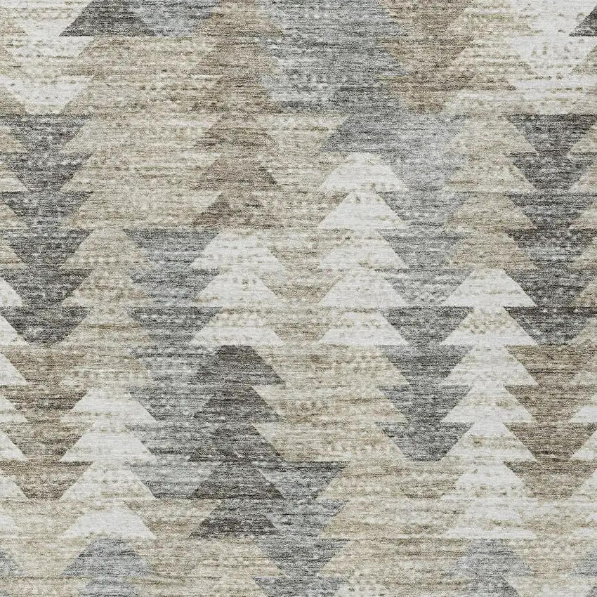 Taupe Beige And Tan Geometric Washable Indoor Outdoor Area Rug Photo 4