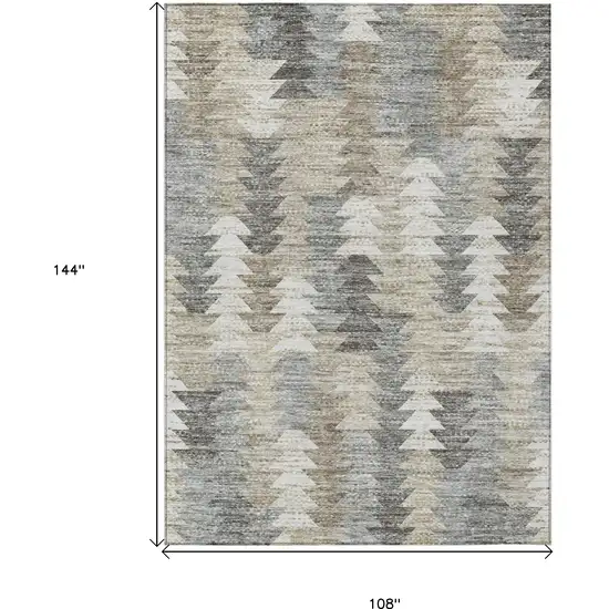 Taupe Beige And Tan Geometric Washable Indoor Outdoor Area Rug Photo 3
