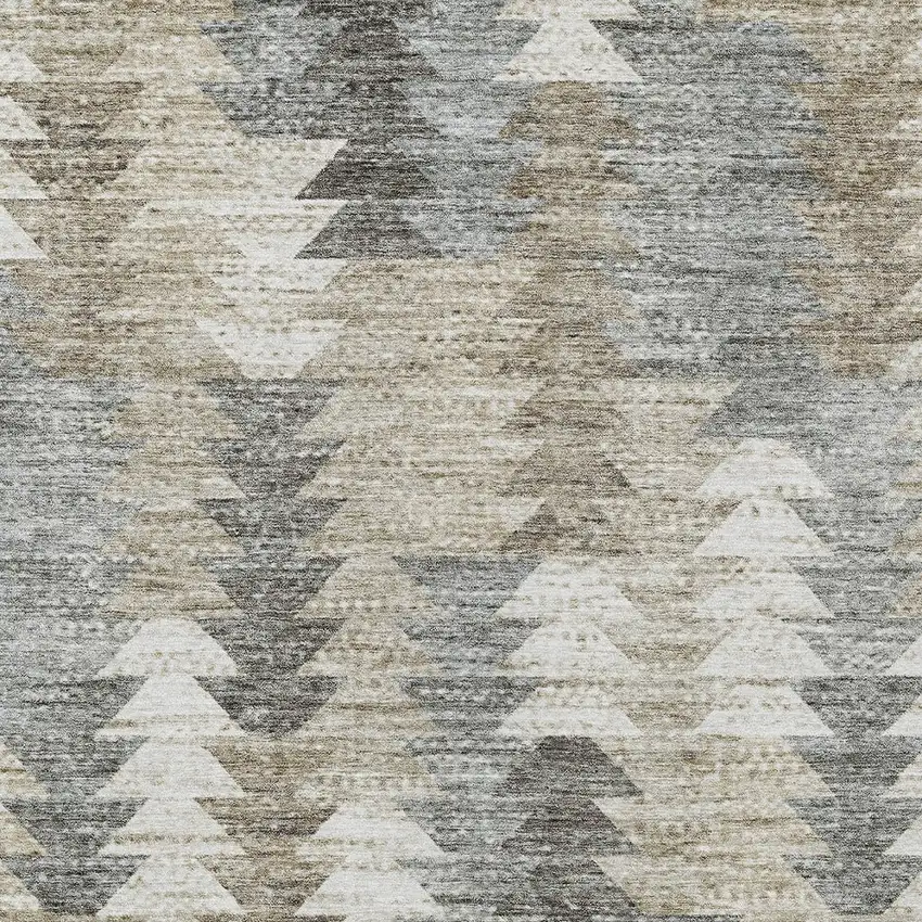 Taupe Beige And Tan Geometric Washable Indoor Outdoor Area Rug Photo 4