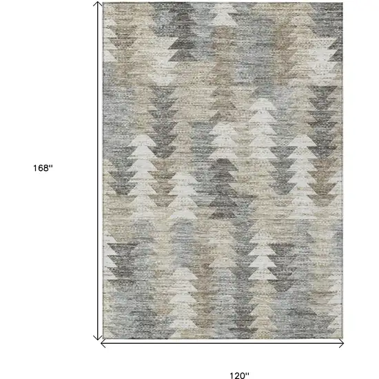 Taupe Beige And Tan Geometric Washable Indoor Outdoor Area Rug Photo 3