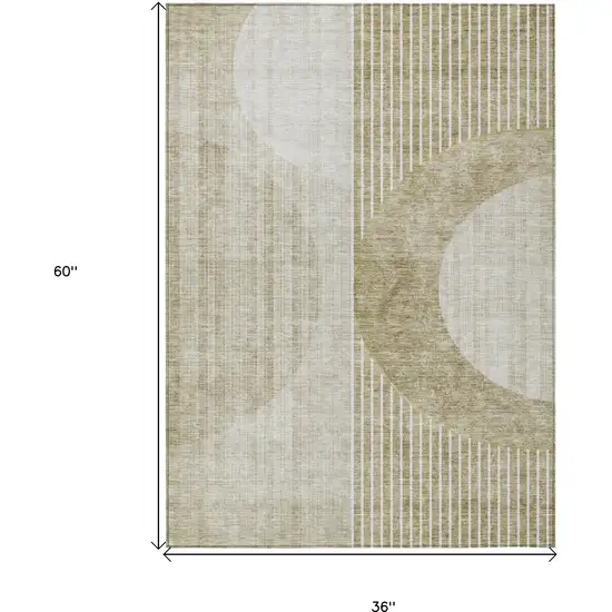Taupe Beige And Tan Geometric Washable Indoor Outdoor Area Rug Photo 3