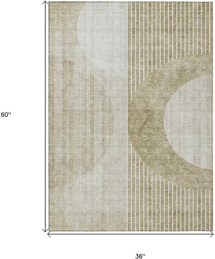 Taupe Beige And Tan Geometric Washable Indoor Outdoor Area Rug Photo 3