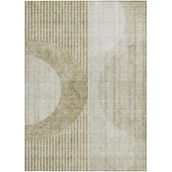 Taupe Beige And Tan Geometric Washable Indoor Outdoor Area Rug Photo 8