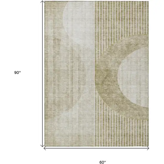 Taupe Beige And Tan Geometric Washable Indoor Outdoor Area Rug Photo 3
