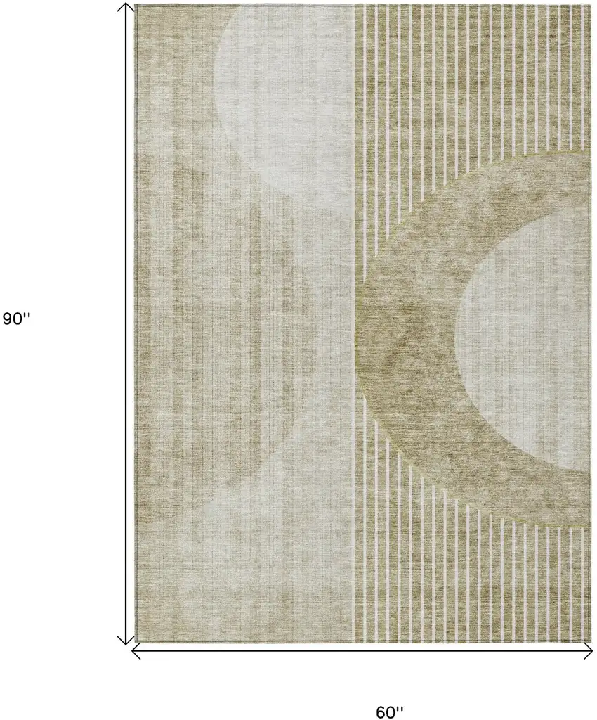 Taupe Beige And Tan Geometric Washable Indoor Outdoor Area Rug Photo 3
