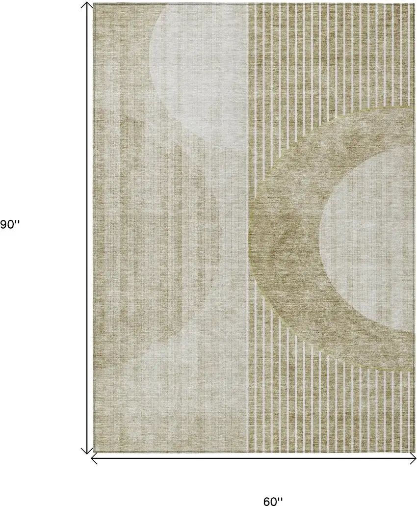Taupe Beige And Tan Geometric Washable Indoor Outdoor Area Rug Photo 3