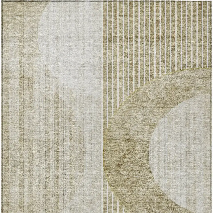Taupe Beige And Tan Geometric Washable Indoor Outdoor Area Rug Photo 8