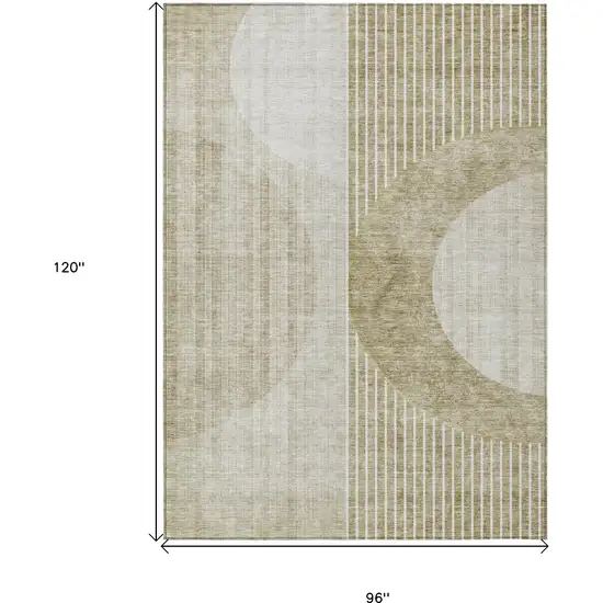 Taupe Beige And Tan Geometric Washable Indoor Outdoor Area Rug Photo 3