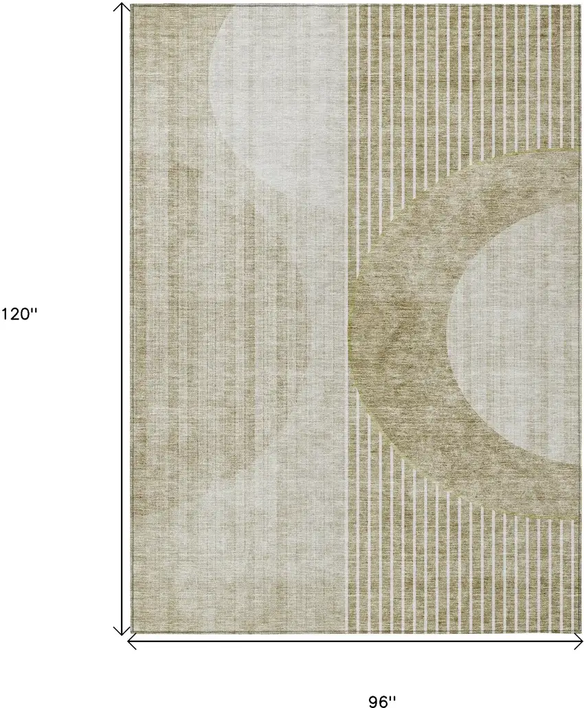 Taupe Beige And Tan Geometric Washable Indoor Outdoor Area Rug Photo 3