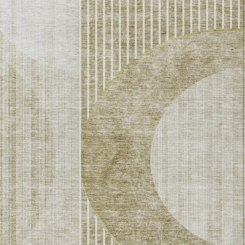 Taupe Beige And Tan Geometric Washable Indoor Outdoor Area Rug Photo 7