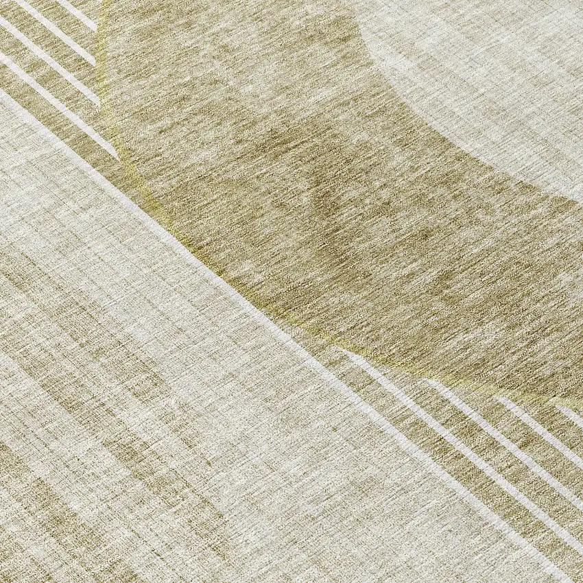 Taupe Beige And Tan Geometric Washable Indoor Outdoor Area Rug Photo 6