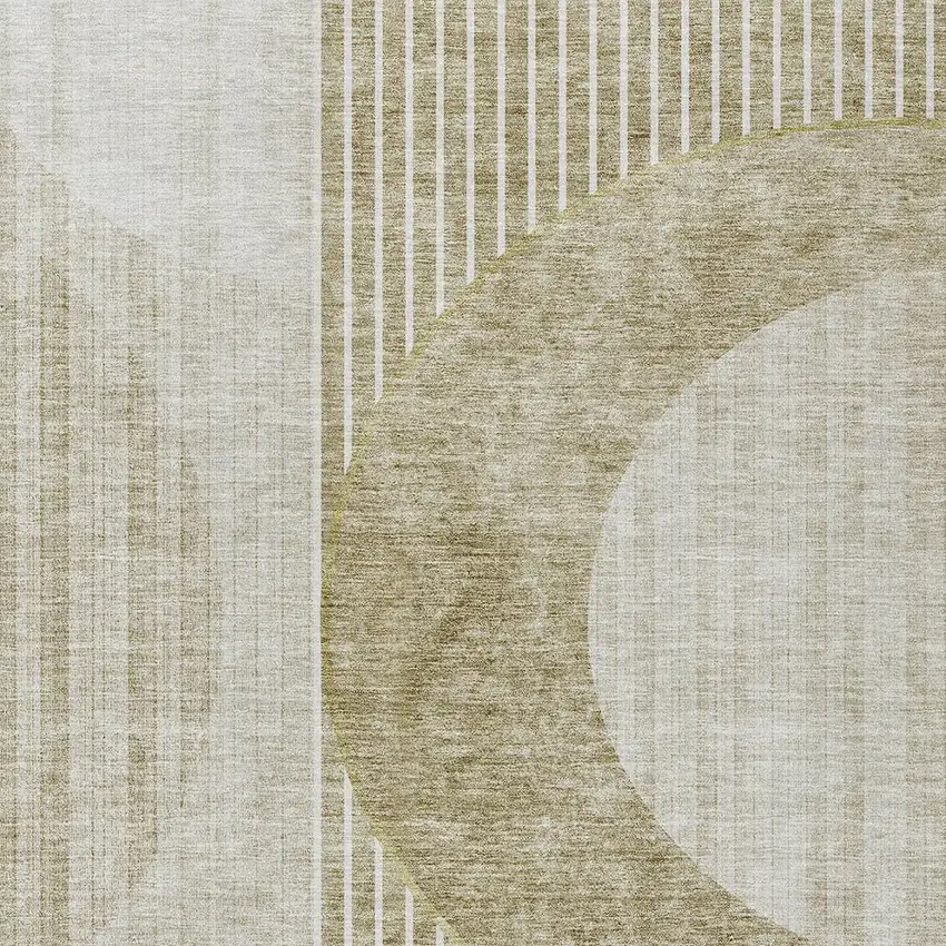 Taupe Beige And Tan Geometric Washable Indoor Outdoor Area Rug Photo 7