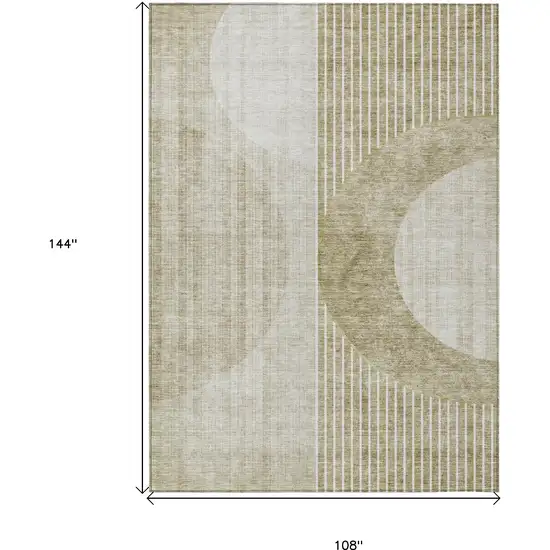 Taupe Beige And Tan Geometric Washable Indoor Outdoor Area Rug Photo 3