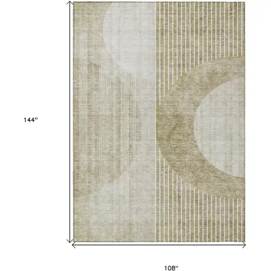Taupe Beige And Tan Geometric Washable Indoor Outdoor Area Rug Photo 3