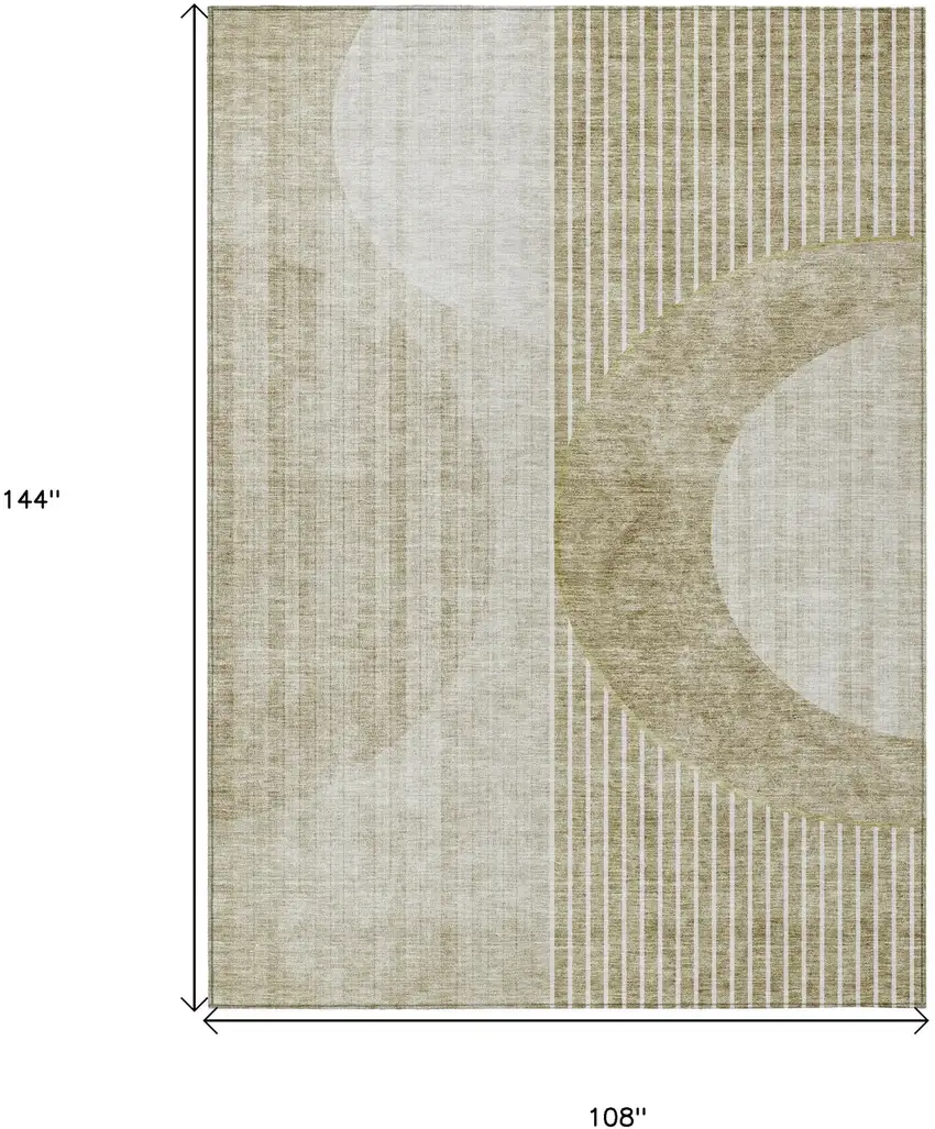 Taupe Beige And Tan Geometric Washable Indoor Outdoor Area Rug Photo 3