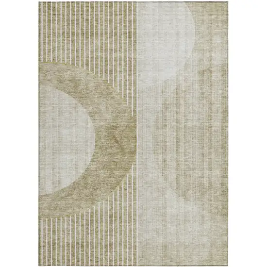 Taupe Beige And Tan Geometric Washable Indoor Outdoor Area Rug Photo 8