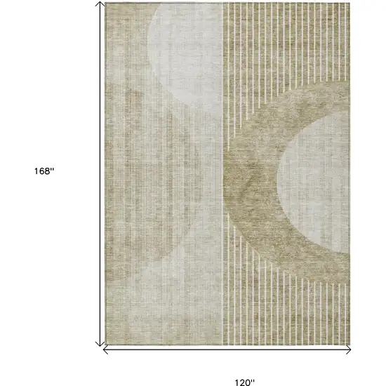 Taupe Beige And Tan Geometric Washable Indoor Outdoor Area Rug Photo 3