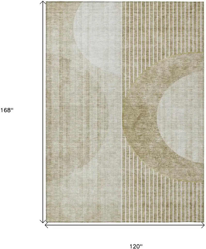 Taupe Beige And Tan Geometric Washable Indoor Outdoor Area Rug Photo 3