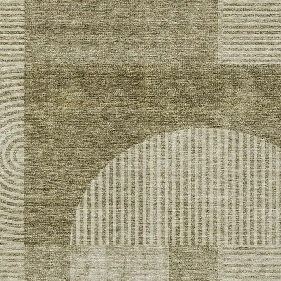 Taupe Beige And Tan Geometric Washable Indoor Outdoor Area Rug Photo 5