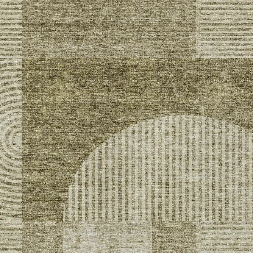 Taupe Beige And Tan Geometric Washable Indoor Outdoor Area Rug Photo 5