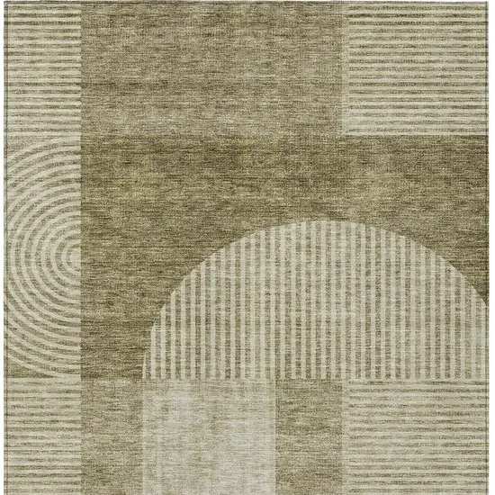 Taupe Beige And Tan Geometric Washable Indoor Outdoor Area Rug Photo 5