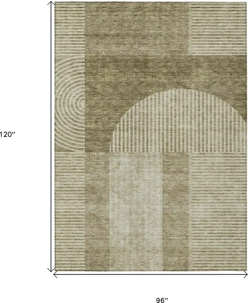 Taupe Beige And Tan Geometric Washable Indoor Outdoor Area Rug Photo 9