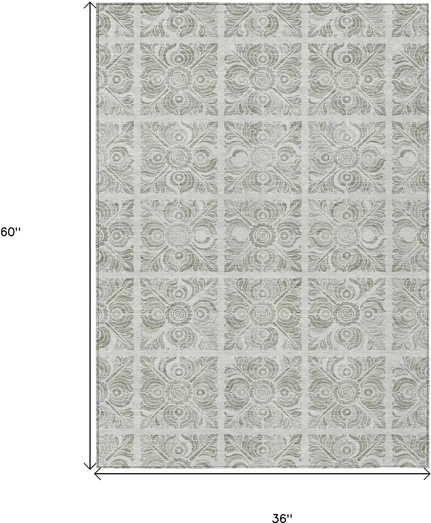 Taupe Beige And Tan Medallion Washable Indoor Outdoor Area Rug Photo 3