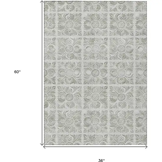 Taupe Beige And Tan Medallion Washable Indoor Outdoor Area Rug Photo 3
