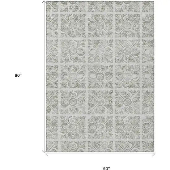 Taupe Beige And Tan Medallion Washable Indoor Outdoor Area Rug Photo 3