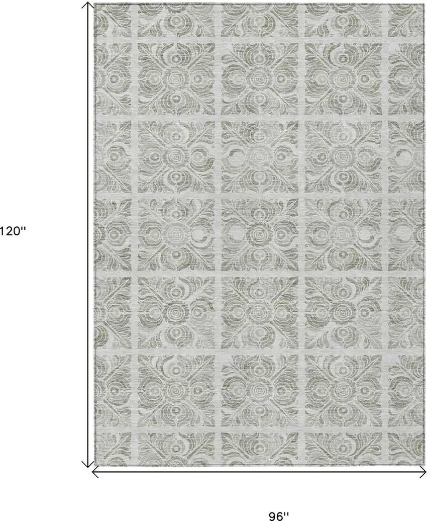 Taupe Beige And Tan Medallion Washable Indoor Outdoor Area Rug Photo 3