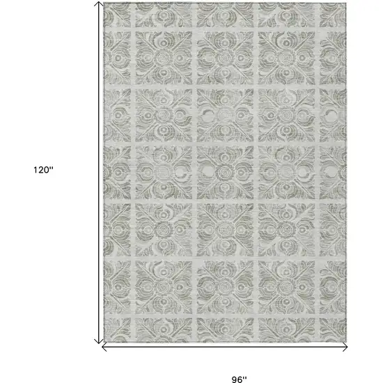 Taupe Beige And Tan Medallion Washable Indoor Outdoor Area Rug Photo 3