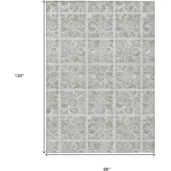 Taupe Beige And Tan Medallion Washable Indoor Outdoor Area Rug Photo 3