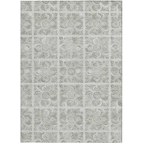Taupe Beige And Tan Medallion Washable Indoor Outdoor Area Rug Photo 6