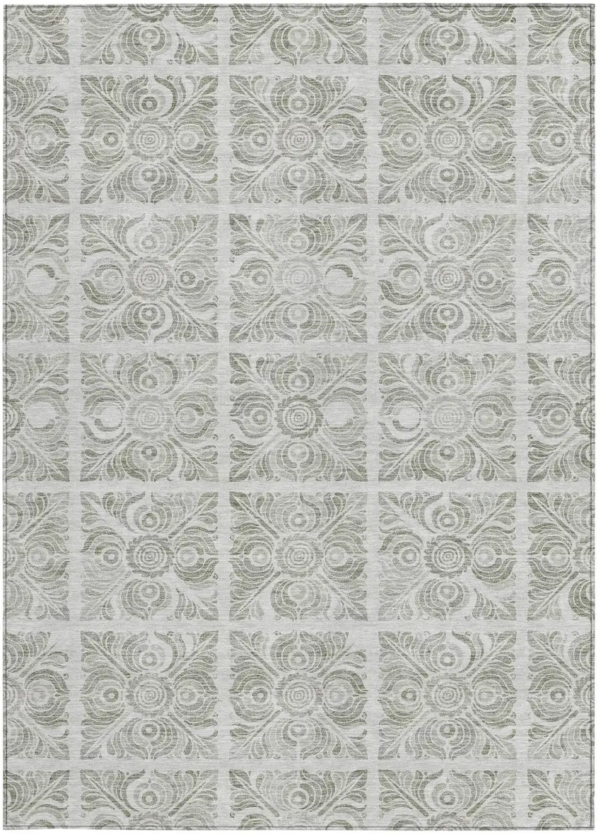 Taupe Beige And Tan Medallion Washable Indoor Outdoor Area Rug Photo 6