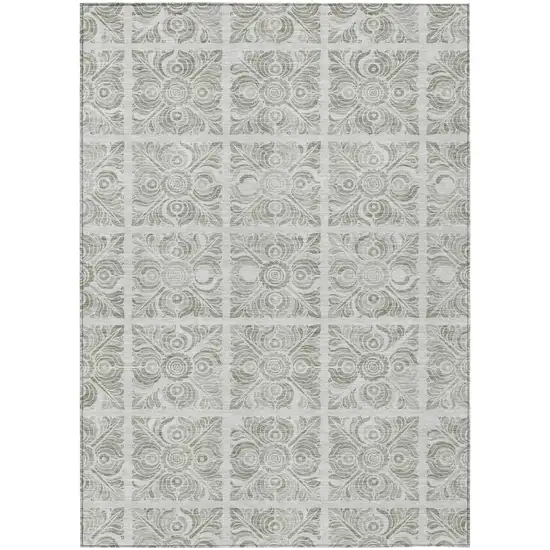 Taupe Beige And Tan Medallion Washable Indoor Outdoor Area Rug Photo 2