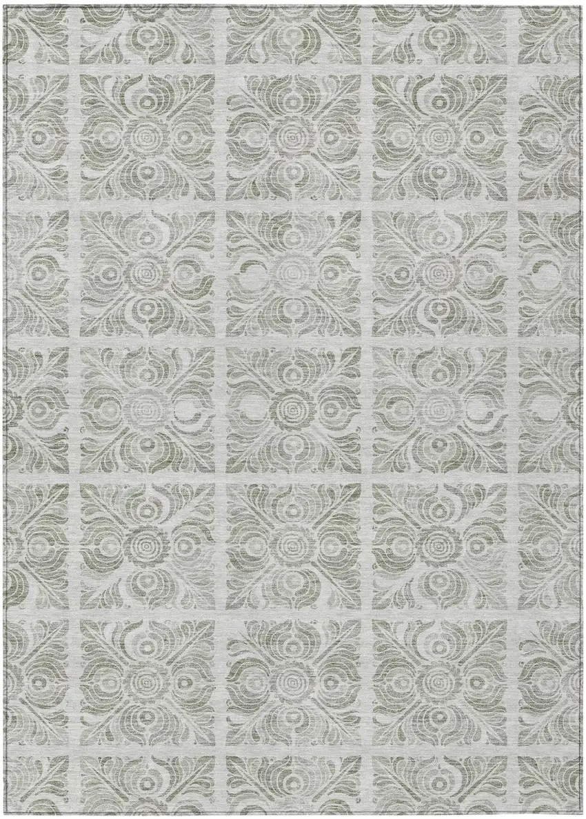 Taupe Beige And Tan Medallion Washable Indoor Outdoor Area Rug Photo 2