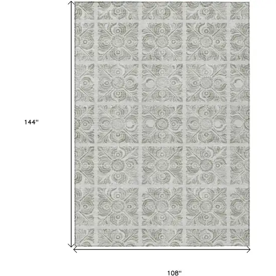 Taupe Beige And Tan Medallion Washable Indoor Outdoor Area Rug Photo 3