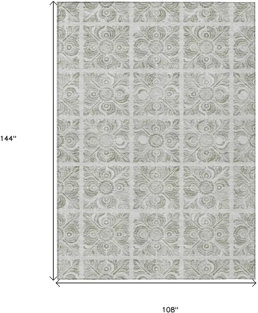 Taupe Beige And Tan Medallion Washable Indoor Outdoor Area Rug Photo 3
