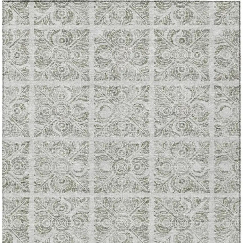 Taupe Beige And Tan Medallion Washable Indoor Outdoor Area Rug Photo 6