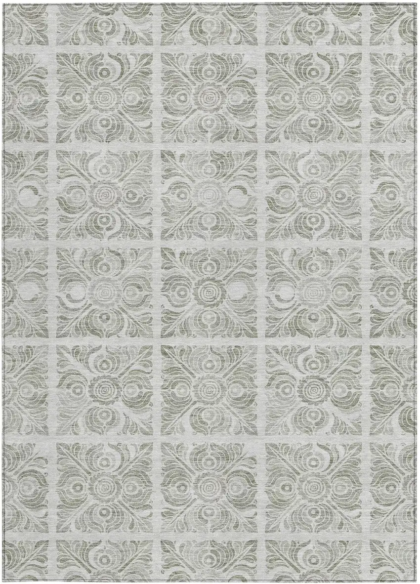 Taupe Beige And Tan Medallion Washable Indoor Outdoor Area Rug Photo 7