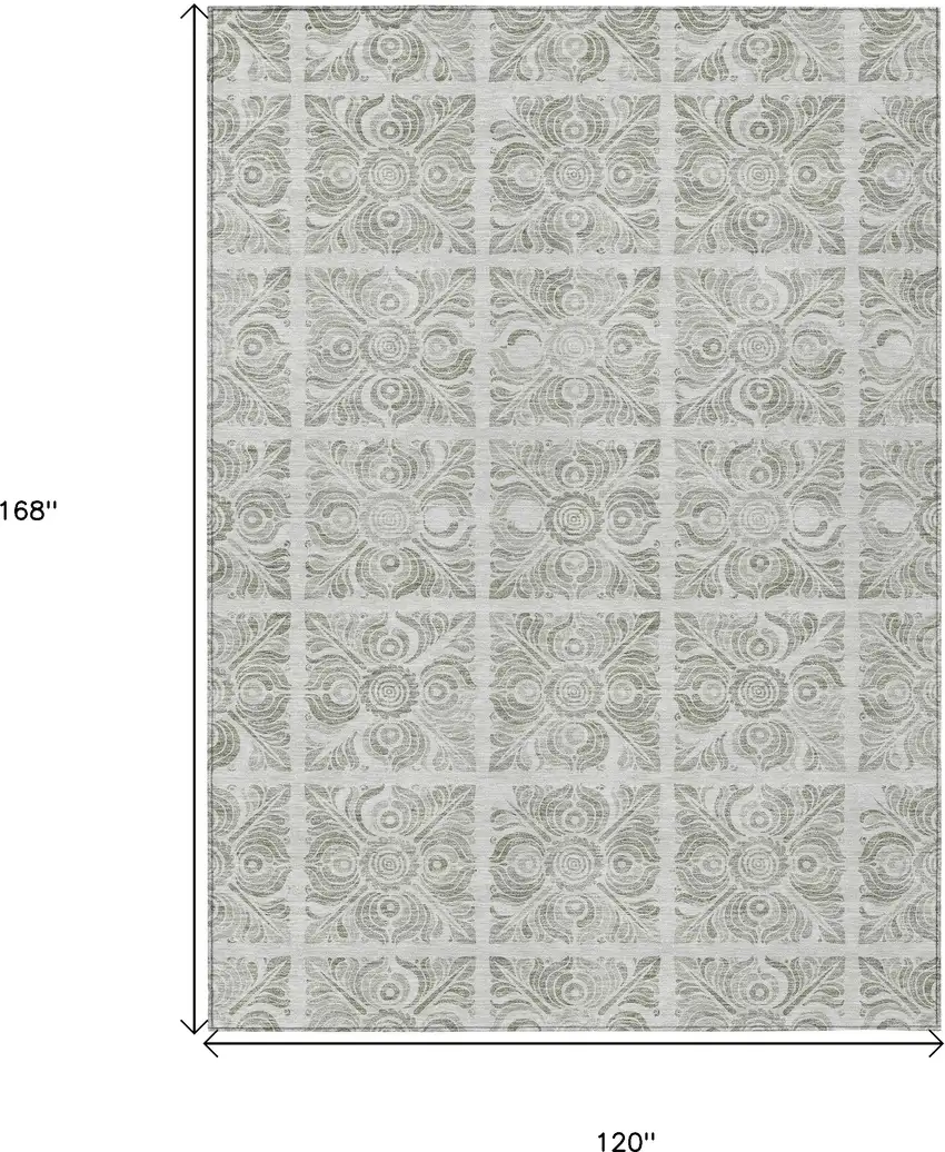 Taupe Beige And Tan Medallion Washable Indoor Outdoor Area Rug Photo 3