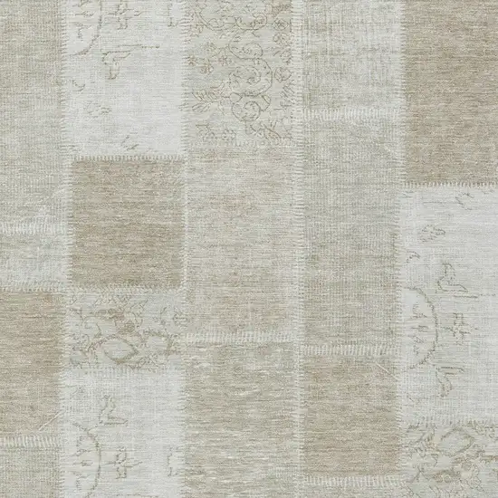 Taupe Beige And Tan Patchwork Washable Indoor Outdoor Area Rug Photo 5