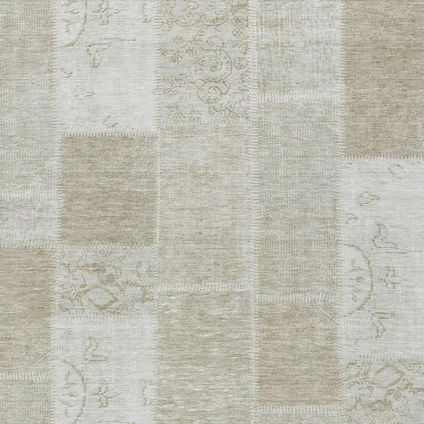 Taupe Beige And Tan Patchwork Washable Indoor Outdoor Area Rug Photo 5