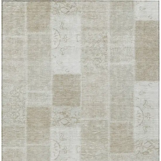 Taupe Beige And Tan Patchwork Washable Indoor Outdoor Area Rug Photo 6